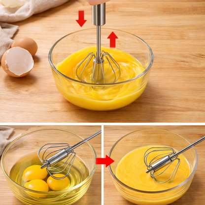 Batidor Semiautomático de Huevos – Acero Inoxidable para Cocina